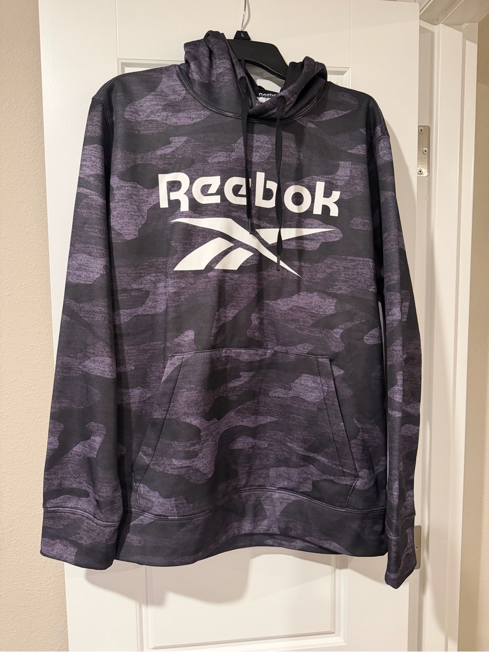Reebok Men’s Purple and Black Zip-Up Camo Hoodie